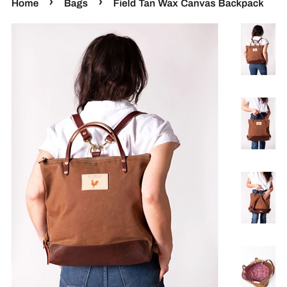 Waxed Canvas Backpack with Liberty Print Lining